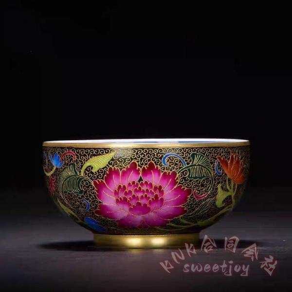 中国風 景徳鎮陶磁器 工夫茶杯 主人杯 単杯 描金 KNK(株） 品茶杯