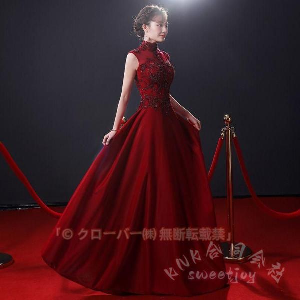 カラードレス ワインレッド ロング イブニングドレス KNK（株） 演奏会 コンサート 披露宴 二次会 ピアノ発表会に フォーマル 大人おしゃれ 音楽会映え