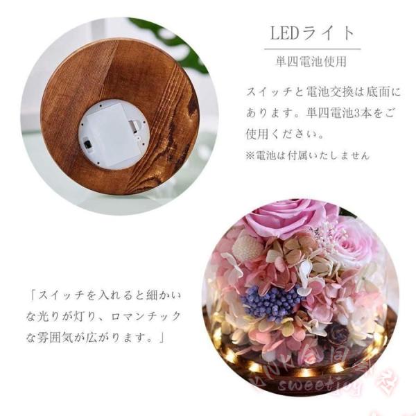 プリザーブドフラワー ギフト ガラスドーム LEDライト付 KNK(株) 枯れない花 ドライフラワー ギフトボックス 手提げ袋 メッセージカード付 ローズ プレゼント_4