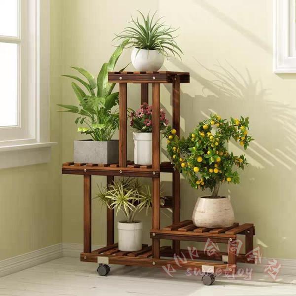 フラワースタンド 室内 木製 植木鉢スタンド 高低ディスプレイ KNK(株) 観葉植物スタンド 植物棚 収納 コーナーラック ガーデン テラス 省スペース おしゃれ