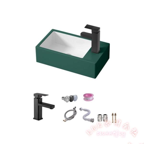 壁掛け手洗い器 排水セット付き ミニ洗面ボウル KNK(株） 陶器製 コンパクト おしゃれ 小型トイレ向け シンプル 洗面鉢 手洗いボウル 省スペース 取付簡単_1