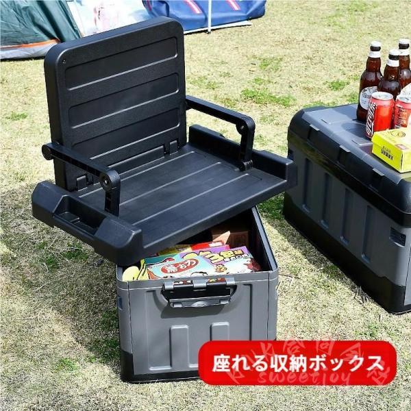 コンテナボックス 座れる 収納ボックス クーラーボックス KNK(株） ハードケース 蓋付き トランク チェア 椅子付き 車載 アウトドア 防災 便利収納