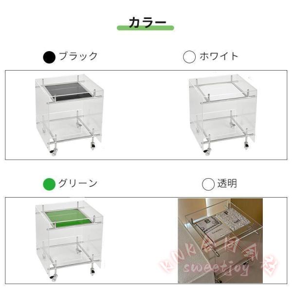アクリル サイドテーブル 2段 クリア 透明 スリム ミニテーブル KNK(株） 高級感 軽量 ベッドサイド ディスプレイ 収納テーブル 机 デスク リビング 寝室に_4