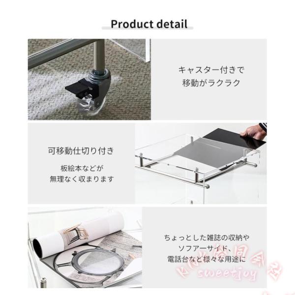 アクリル サイドテーブル 2段 クリア 透明 スリム ミニテーブル KNK(株） 高級感 軽量 ベッドサイド ディスプレイ 収納テーブル 机 デスク リビング 寝室に_6