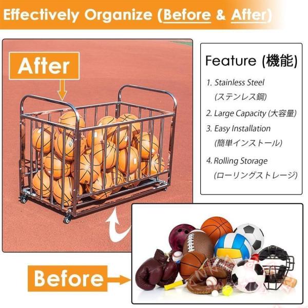 ボール収納カート ケージ型 ホイール付き 大容量 KNK(株） スポーツ用品オーガナイザー ガレージ 学校向け ヘビーデューティ ボール整理_3