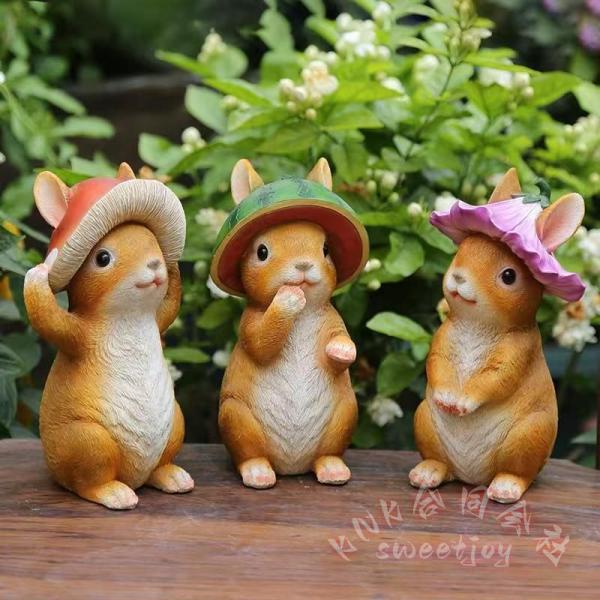 ガーデニング置物 うさぎ オーナメント おしゃれ かわいい ラビット 動物 北欧 庭飾り 兎オブジェ ガーデン雑貨 KNK(株） うさぎ庭飾り