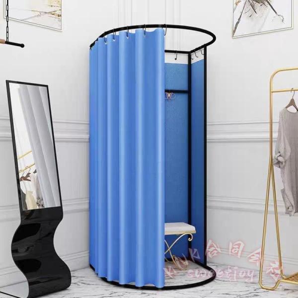 簡易更衣室 フィッティングルーム 80×85×200cm KNK(株） フランネル エレガントグレー 間仕切りカーテン 組立簡単 大容量 試着室 イベント 会場用