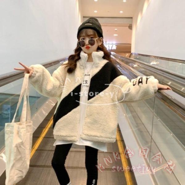 子供用 ムートン調コート 女の子 秋冬 長袖 裏起毛 ボアコート KNK(株) キッズアウター 上着 防寒 寒さ対策 暖かい シンプル モコモコ 厚手_9