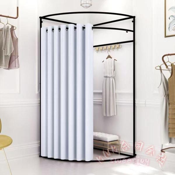 簡易更衣室 試着室 フィッティングルーム KNK(株) フランネル エレガントグレー 95×100×200cm コーナー間仕切り カーテン 組み立て簡単 イベント会場