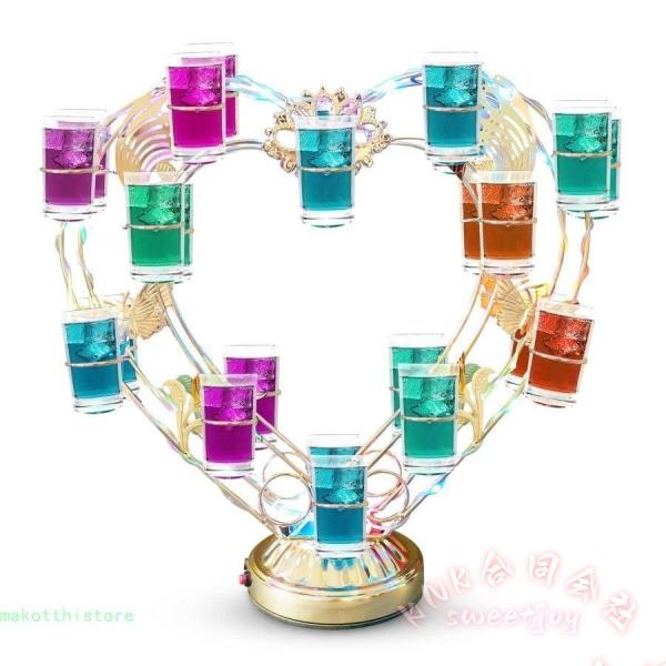LED酒ボトル展示棚 アイスワインスタンド【30mlワイングラス付き】KNK 回転式 カクテルグラス棚 バー用 器物展示スタンド クリスマス バー クラブ パーティー