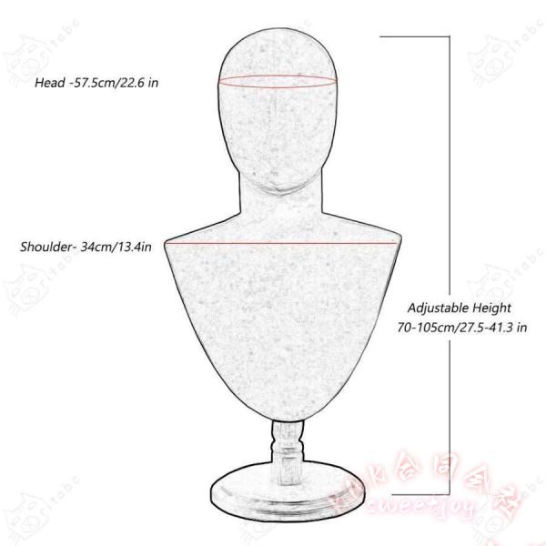 ドレスフォーム トルソーマネキン 60.5/57.5cm KNK(株） 高さ調節可 木製ベース ウィッグ帽子サングラスジュエリー展示 マネキンヘッド_6