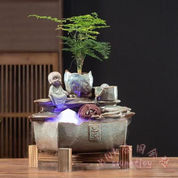 デスクトップ噴水 加湿器 金魚鉢風 置物 KNK(株) オフィス リビング 癒しの空間づくり インテリア噴水 屋内 デスク噴水滝