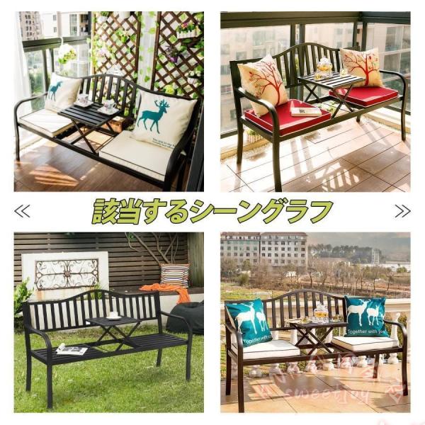 ガーデンベンチ 屋外 3人掛け 折りたたみセンターテーブル付き KNK(株） 鋳鉄製 パークベンチ 耐荷重250kg 中庭/庭園/パティオ 休憩椅子_6