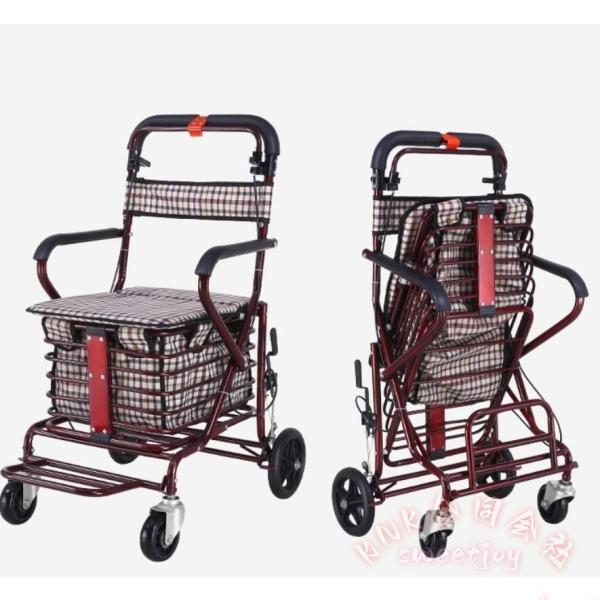 シルバーカー 折りたためる 座面付き フットペダル付 KNK(株） 老人用手押し車 歩行介助 補助具 買い物カート おしゃれ 散歩 安定_1