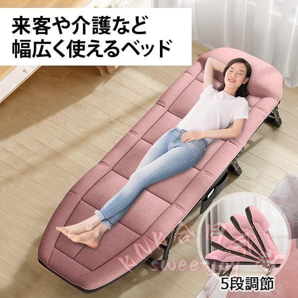 折り畳みベッド スリム簡易ベッド お昼寝/仮眠用 KNK(株） ごろ寝ベッド 女性にも 収納簡単 コンパクト 休憩に便利 ピンク/グレー選択 (グレー)_2