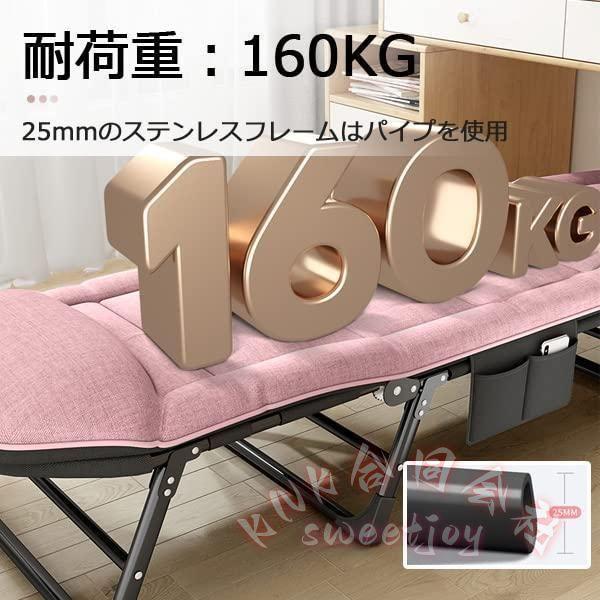 折り畳みベッド スリム簡易ベッド お昼寝/仮眠用 KNK(株） ごろ寝ベッド 女性にも 収納簡単 コンパクト 休憩に便利 ピンク/グレー選択 (グレー)_5