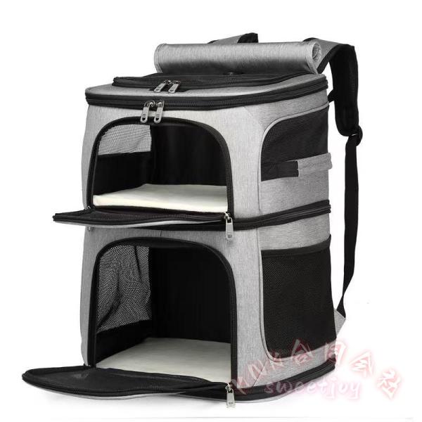 ペットキャリー リュック 2段式 耐荷重8.5kg KNK(株） 犬/猫/うさぎ対応 中〜大型猫 小型犬向け キャリーバッグ カート併用可 旅行/通院 通気メッシュ