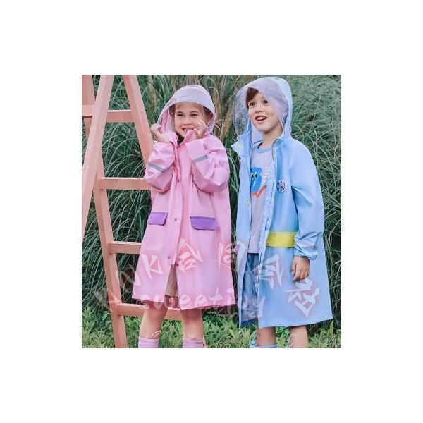 レインコート キッズ ランドセル対応 KNK(株) 反射マーク付き レインポンチョ ジュニア 子供雨具 雨合羽 梅雨 レインウェア 収納袋付き_2