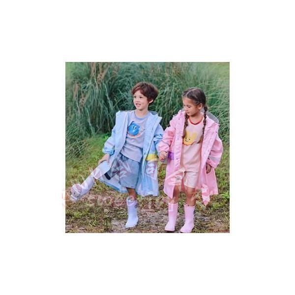 レインコート キッズ ランドセル対応 KNK(株) 反射マーク付き レインポンチョ ジュニア 子供雨具 雨合羽 梅雨 レインウェア 収納袋付き_3