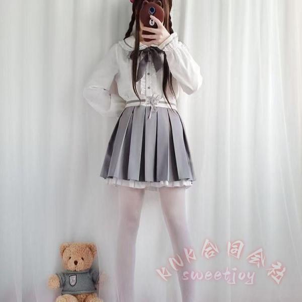 白スカートジャケット長袖学生服女子セットアップ制服コスプレ KNK(株） レディースロリータシャツブラウスワンピースおしゃれ可愛いコーデ