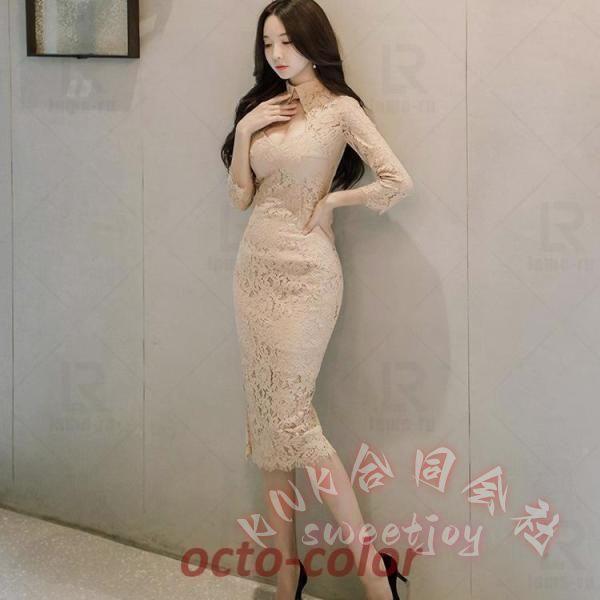 キャバドレス膝丈ワンピース韓国パーティーお呼ばれ七分袖きれいめ KNK(株） 安いおしゃれ結婚式二次会謝恩会可愛いフォーマルドレス_3