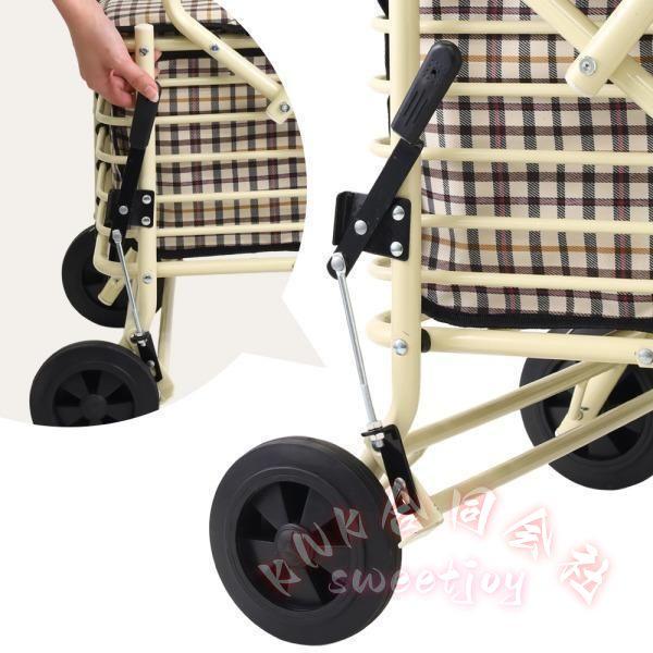 シルバーカー 折りたたみ 手押し車 ブレーキ付き KNK(株） 歩行補助 買い物 ショッピングカート 座れる 座面付き 収納 高齢者 介護 散歩 杖代わり おしゃれ_4