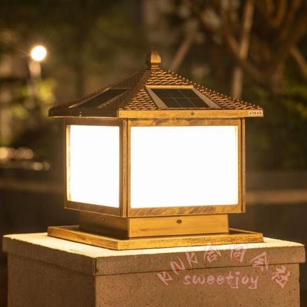 ソーラー門柱灯 LED 自動点灯 屋外照明 スタンドライト KNK(株) ガーデン 玄関照明 門灯 外灯 レトロ 防雨 高さ33cm 送料無料 省エネ 庭園灯