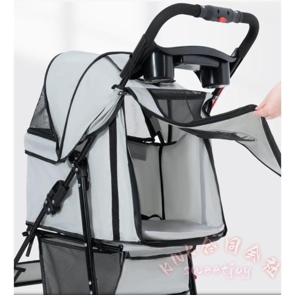4輪 ペットカート 折りたたみ式 KNK(株) ペットバギー 小型犬 中型犬対応 ブラック PB-10 お出かけ 介護にも 収納簡単_5