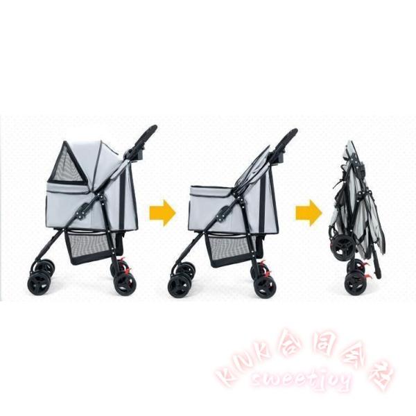 4輪 ペットカート 折りたたみ式 KNK(株) ペットバギー 小型犬 中型犬対応 ブラック PB-10 お出かけ 介護にも 収納簡単_9