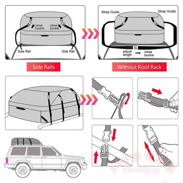 車用 ルーフトップカーゴバッグ 防水 KNK(株) 700D PVC 破れ防止 ジッパー付 ラック有無対応 SUV 荷物収納 旅行用品_3