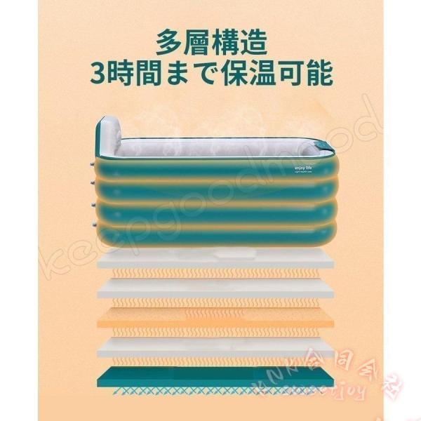 自動膨張 折り畳み浴槽 ビニールバスタブ KNK(株) 三重構造 フタ付き 収納簡単 大人 全身浴 簡易浴槽 バスバケツ 家庭用_1