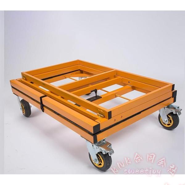 ガラス運搬用ポニー台車 折り畳み 500kg耐荷重 KNK(株） 4輪サイレント 長尺物対応 安全ベルト付き 業務用鋼管荷台車 建設現場の運搬に_4