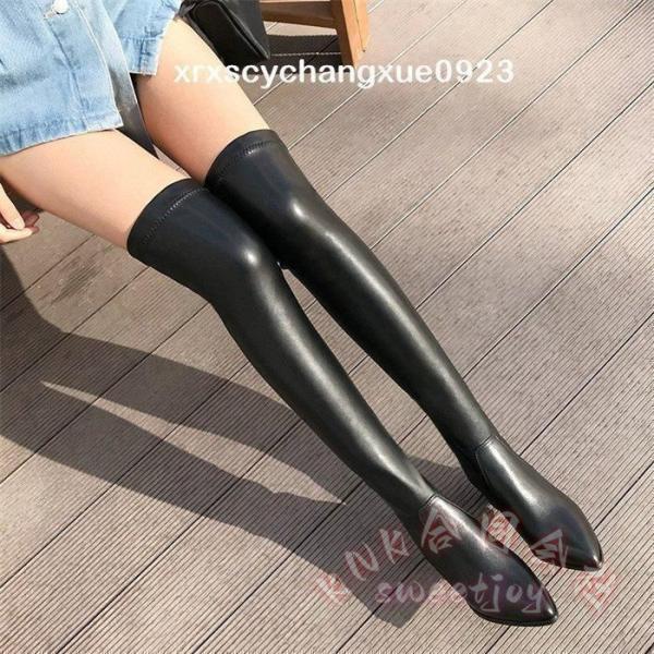 ストレッチブーツ ニーハイ 膝上 超ロング90cm KNK(株) ブラック レディース 美脚 太ヒール チャンキーヒール ハイヒール 秋冬_4