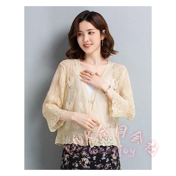 夏カーディガン 夏ニット KNK（株） サマーニット ボレロ トップス UVカット 日焼け対策 冷房対策 海 リゾート レディース 大きいサイズ ホワイト パープル_16