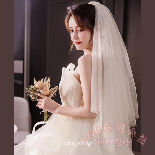 ウェディングドレス オフショルダー ビスチェ Aライン チュール KNK(株) 花嫁ドレス 結婚式 海外挙式 二次会 Vネック キレイめ ふんわり ロングドレス 撮影にも_4