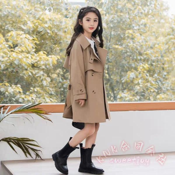 トレンチコート キッズ チェスターコート 女の子 ミドル丈 KNK(株) スプリングコート 春秋冬 子供服 アウター ガールズ ジュニア きれいめ 通学