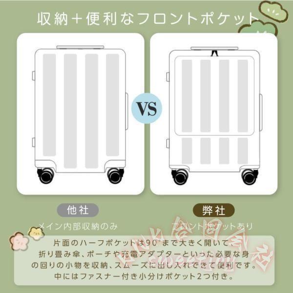 スーツケース Mサイズ キャリーケース TSAロック USBポート KNK(株) 前開き フロントオープン 3泊5日 軽量 静音 360度回転 旅行 かわいい おしゃれ_8