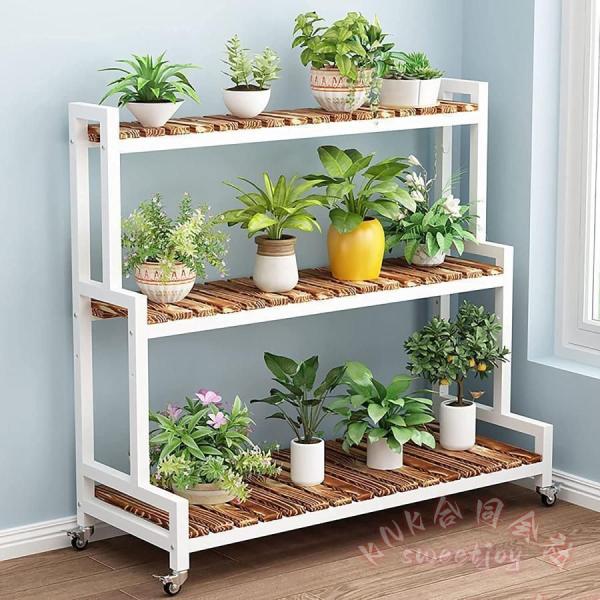 フラワースタンド 植物ラック 2段/3段 キャスター付 KNK(株) 室内屋外 花台 幅80/100/120cm プランタースタンド おしゃれ 錆びない