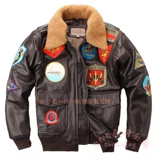 フライトジャケット ジャンパー レザージャケット ウール襟 中綿入り 革ジャン 空軍服 KNK(株) 牛革ジャケット ショート丈 防寒 メンズ おしゃれ アウター