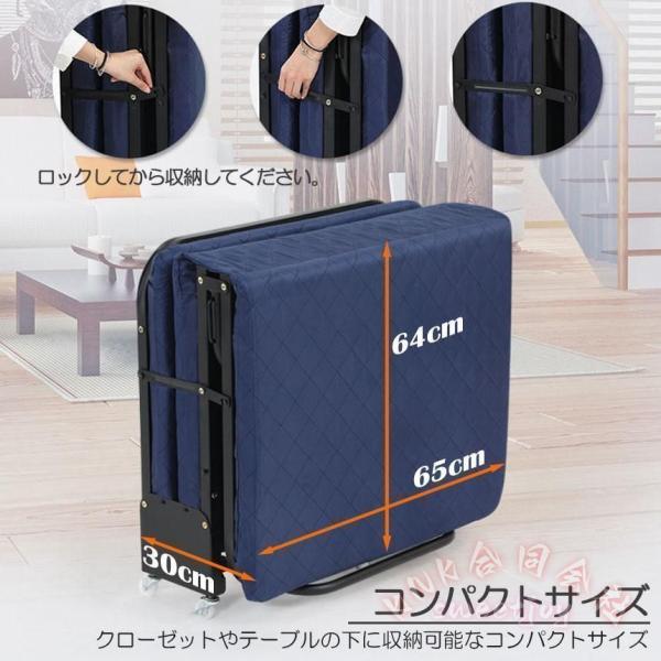 折りたたみベッド シングル 5段階リクライニング KNK(株) ソファーベッド 介護用 簡易ベッド 折り畳み キャスター付 組立簡単 コンパクト 来客 防災_4
