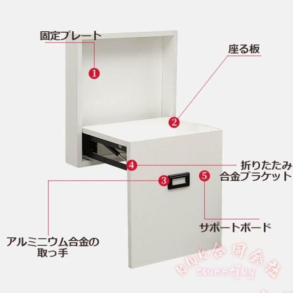 折りたたみ玄関ベンチ 壁取付 ハンギングスツール KNK(株) 玄関椅子 省スペース 目に見えない折りたたみ 廊下椅子 コンパクト 靴の脱ぎ履き便利_3