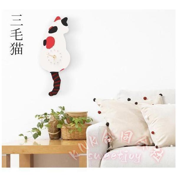 猫型 振り子時計 壁掛け時計 かわいい 北欧風 KNK(株） 非電波 静音 見やすい 引越し 新居 祝い プレゼント 部屋飾り インテリア_11