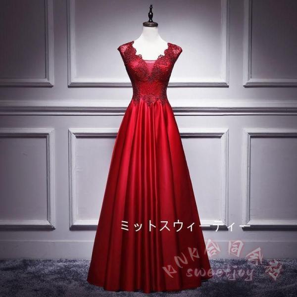 カラードレス ネイビー Aライン ロング KNK(株） 安いパーティードレス 演奏会 発表会 披露宴 結婚式 二次会 フォーマル 母親向け 体型カバー_5