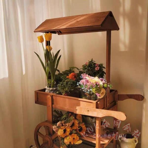 木製フラワースタンド 屋外 花棚 植物スタンド レトロ KNK(株） 園芸ラック 盆栽棚 庭 ベランダ アンティーク調 おしゃれ ディスプレイ 省スペース