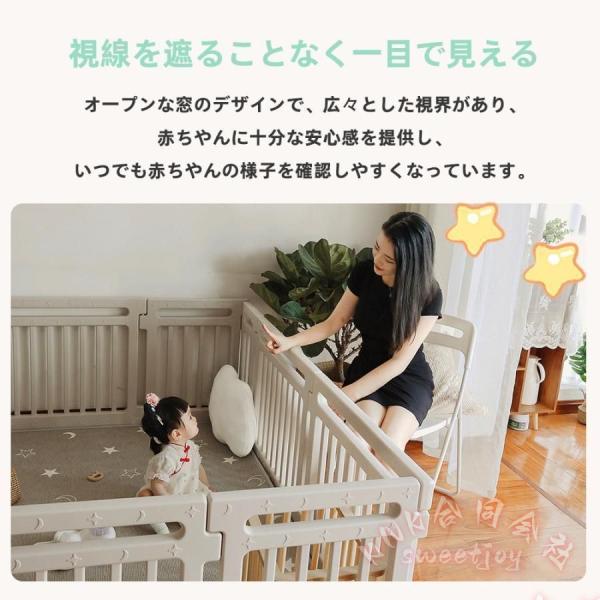 ベビーサークル ハイタイプ ドア付き プレイペン KNK(株） 滑り止め付 簡単組立 大型長方形 北欧シンプル ベビーフェンス 赤ちゃん安心スペース_10