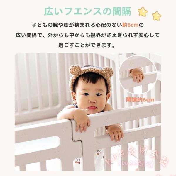 ベビーサークル ハイタイプ ドア付き プレイペン KNK(株） 滑り止め付 簡単組立 大型長方形 北欧シンプル ベビーフェンス 赤ちゃん安心スペース_6