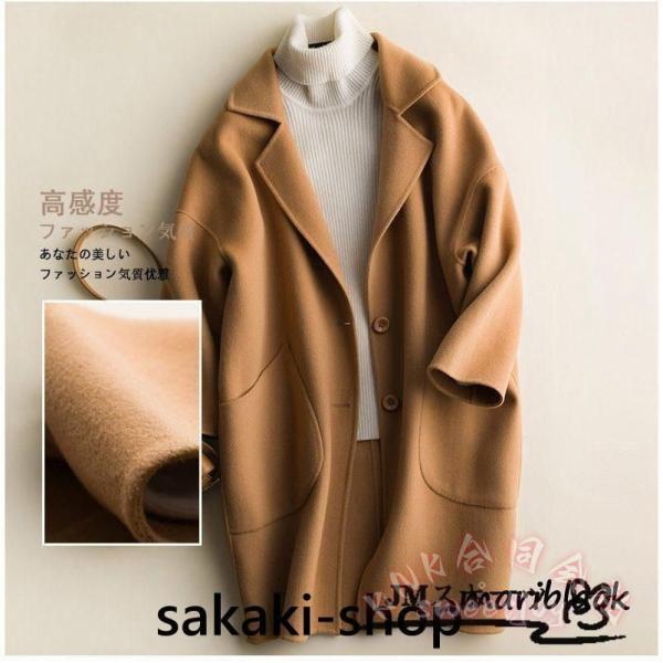 ウール100% ハーフコート リバーコート ダブルフェイス KNK(株) 一枚仕立て キャメル ブラック ブルー 上品 大人 きれいめ 通勤 オケージョンにも_9