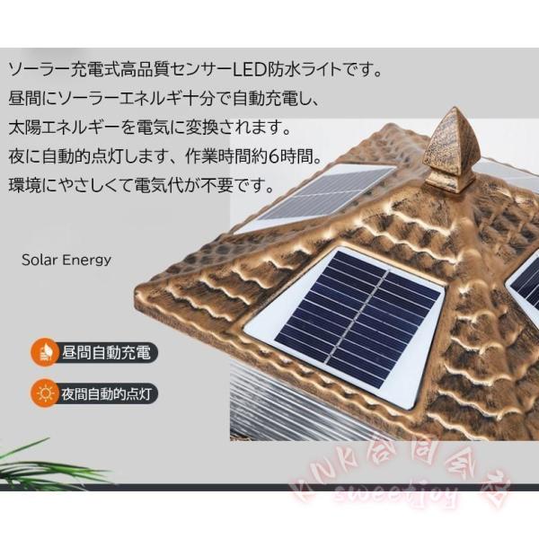 ソーラーライト LED門柱灯 ガーデンライト 屋外防雨 KNK(株） 自動点灯 玄関照明 庭園灯 スタンドライト 高さ33cm 送料無料 夜間防犯にも_4