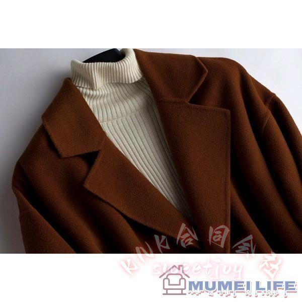 上品ロングコート ハーフコート ウール リバーコート KNK(株) ダブルフェイス 一枚仕立て ベージュ レッド S-XL 上品 大人 防寒_12