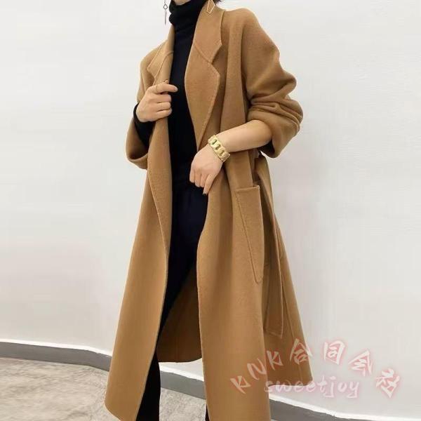 ウール100% ロングコート リバーコート ダブルフェイス KNK(株) 一枚仕立て グリーン レッド 大人 上品 防寒 きれいめ